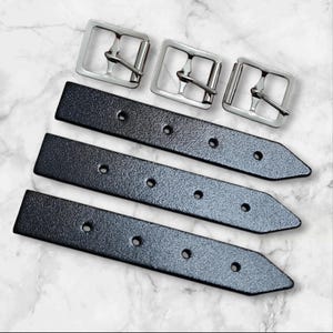 Kiltremmar och metallspännen i set | Svart läder, 1,8 cm