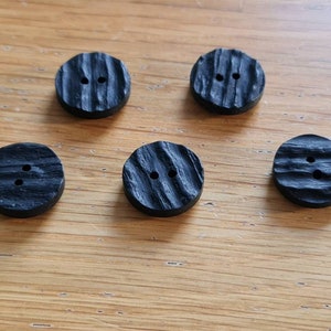 Scottish Black Imitation Horn Button - Medium Round Buttons x 5 - Kilt Jacket Buttons