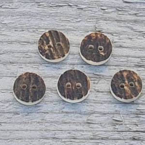Real Stag Horn Round Buttons x 5 | Kilt Jacket |Waistcoat | Buttons | Small