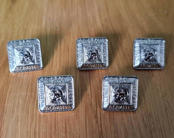 Square Silver Effect Metal Shank Coat of Arms Clan Buttons | Kilt Jacket Buttons | Lion Rampant Buttons |  5 x Buttons  Large