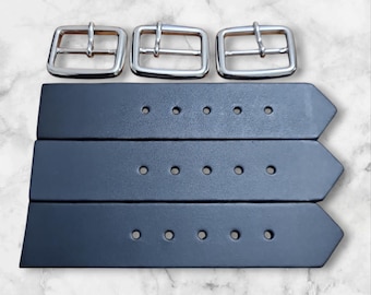 Kilt Buckle & Heavy Duty 1.25" Black Leather Strap Set