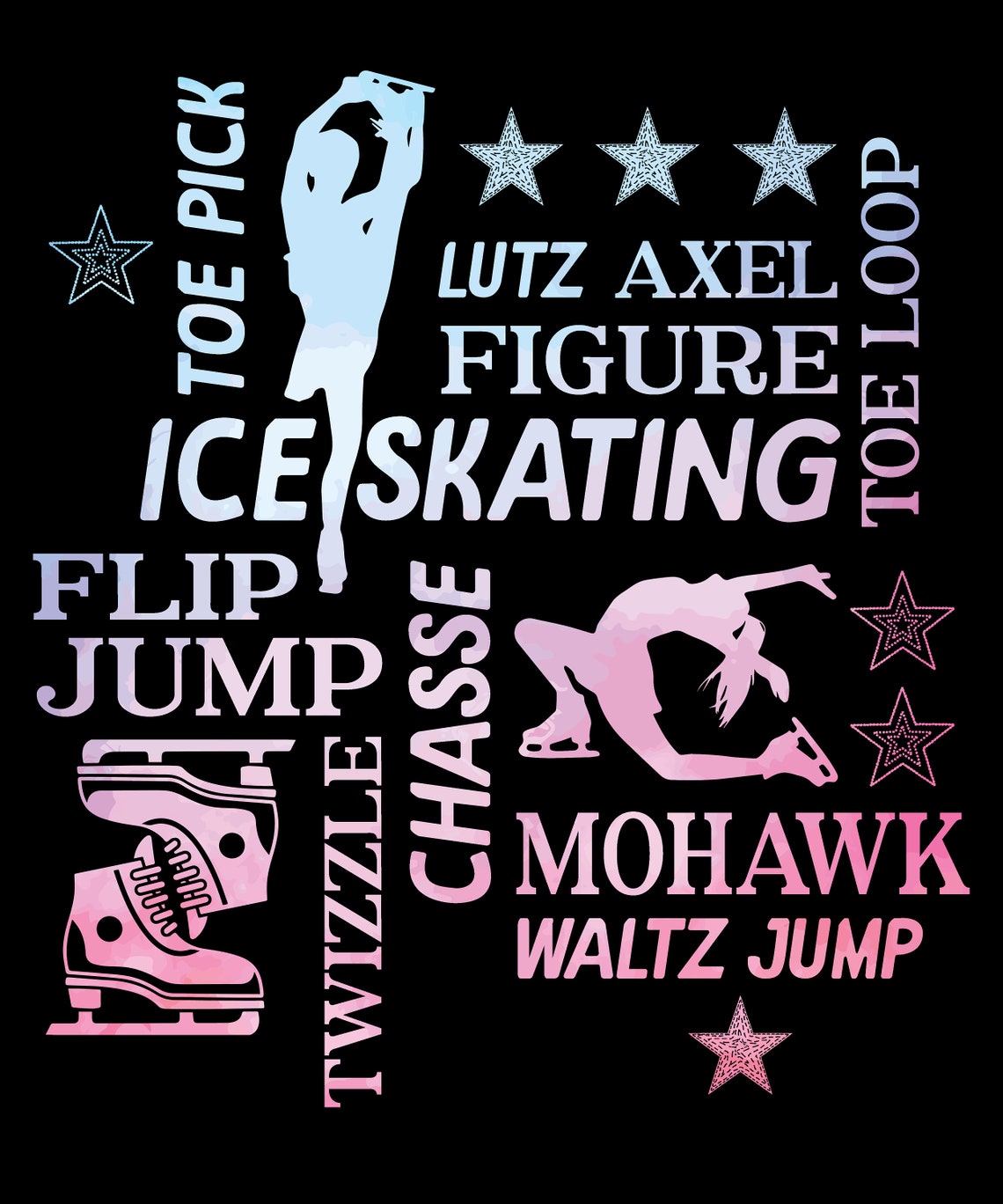 Ice Skating SVG Ice Skating Word Art SVG Ice Skater Figure Etsy