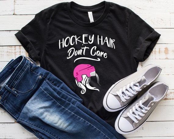 Hockey Hair Don T Care Shirt Girls Hockey Shirt Female Etsy