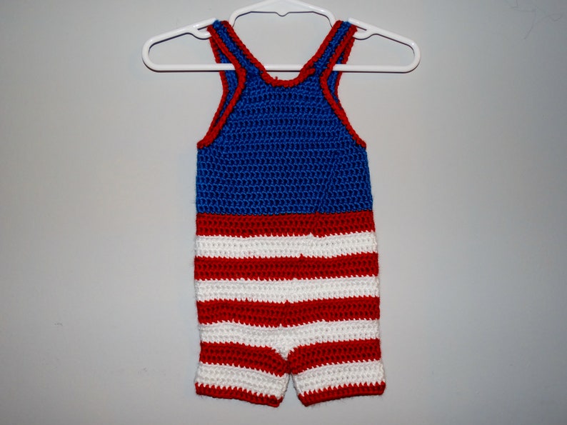 Patriotic Infant Wrestling Singlet Baby Wrestler Fourth of July Red White Blue Crochet Baby Singlet Baby Costume Newborn Photo