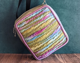 Silk and Wool Jack-Pack--“Sparkles in the Seaweed” ---Handmade Convertible Purse/Mini Backpack/Belt Bag/Sling Bag