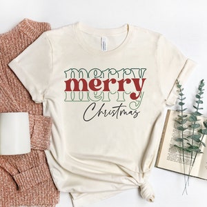 Merry Merry Merry Christmas Shirt, Retro Christmas Shirt, Christmas Shirt, Vintage Holiday Shirt, Boho Christmas Shirt, Cute Christmas Shirt