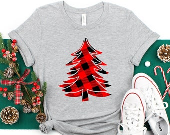 Buffalo Plaid Christmas, Buffalo Plaid Tree, Buffalo Plaid Shirt, Christmas Tree Shirt, Merry Christmas Buffalo Plaid Tree