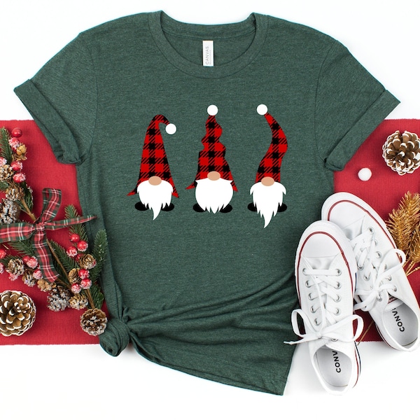 Christmas Gnomes, Gnome Christmas, Cute Christmas Shirt, Buffalo Plaid Gnome, Gnome Funny Shirt, Holiday Gnome Shirt, Christmas Gnome Tee