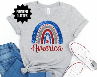 4th Of July Rainbow America Shirt, Freedom Shirt, Fourth Of July Shirt, Patriotic Shirt, Independence Day Shirts, Patriotic Family Shirts