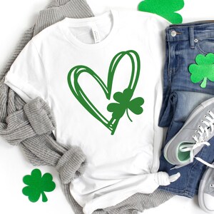 Heart Shamrock Shirt, Shamrock Heart, Clover Heart Shirt, St Paddys Day Shirt, Four Leaf Clover, Clover Shirt, Shamrock Tee, St Pattys Shirt