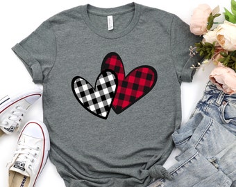 Buffalo karierten Herzen Shirt, Herz Shirt, Valentinstag Shirt, Buffalo karierten Shirt, Valentinstag Shirt, kariertes Herz Shirt, Valentinstag Geschenk