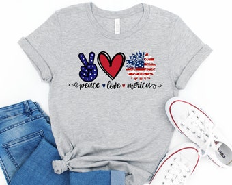 Peace Love America Shirt, Fourth Of July Shirt, American Shirt, 4th Of July Shirt, Patriotic Shirt, Stars And Stripes, Merica Shirt