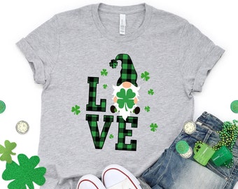 St Patricks Gnome Shirt, St Patricks Gnome Love Shirt, Shamrock Shirt, St Pattys Day Shirt, Lucky Shirt, Saint Patricks Day Shirt