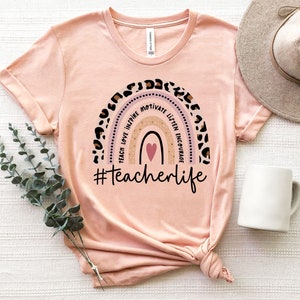 Teacher Rainbow Shirt, Inspirational Teacher Shirt, Teacher Life Shirt, Teacher Leopard Shirt, Cute Teacher Shirt, Gift for Teachers