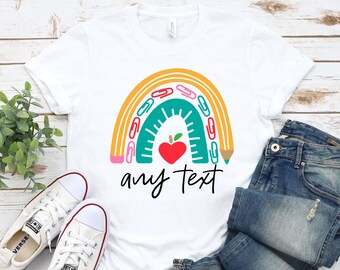 School Rainbow Shirt, Teacher Rainbow Shirt, Personalized Rainbow Shirt, Custom School Rainbow Shirt, Back to School Personalized Shirts