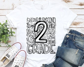 2nd Grade Shirt, Custom School Tees, Custom Grade Shirts, Second Grade Shirt, Elementary, Middle, High School Tees, Kindergarten Shirt