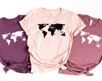 World Map Shirt, Travel Shirt, Adventure Shirt, Vacation Shirt, Traveler Gift, Travel Lover, Geography Shirt, World Traveler Shirt