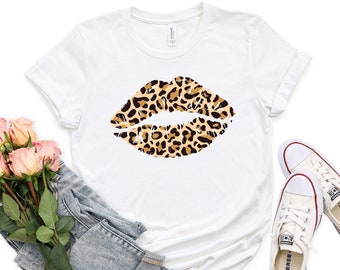 Leopard Lips Kiss Shirt, Lips Kiss Shirt, Lips Shirt, Valentines Day Shirt, Cheetah Lips Shirt, Cute Valentine Shirt, Lips Kiss Tee