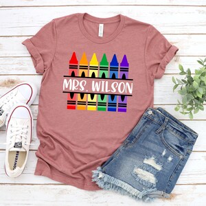Customized Teacher Shirt, Personalized Name Teacher Shirt, Crayon Teacher Shirt, Elementary Teacher Shirt, Custom School Shirt, Teacher Gift image 3