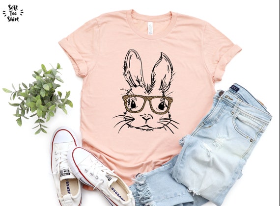 Bunny Rabbit Glasses Leopard Print Easter T-Shirt T-Shirt Bunny Rabbit Glasses Leopard Print Easter T-Shirt T-Shirt