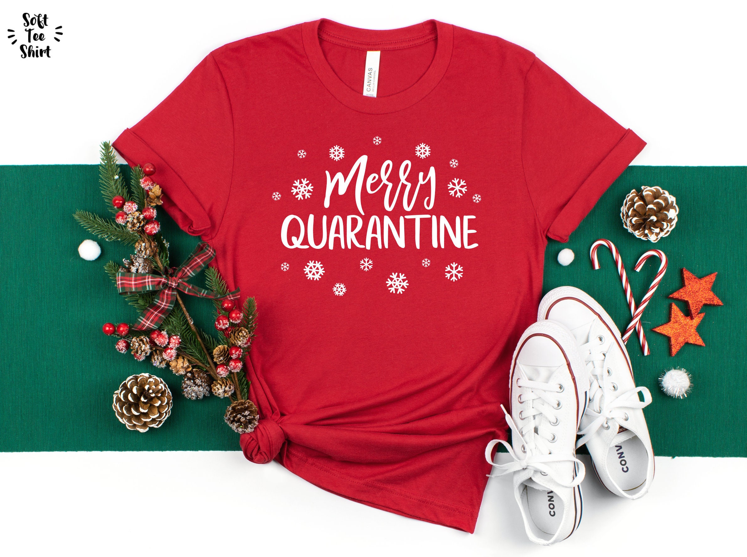 Quarantine Christmas Shirt Merry Quarantine Shirt Christmas Etsy