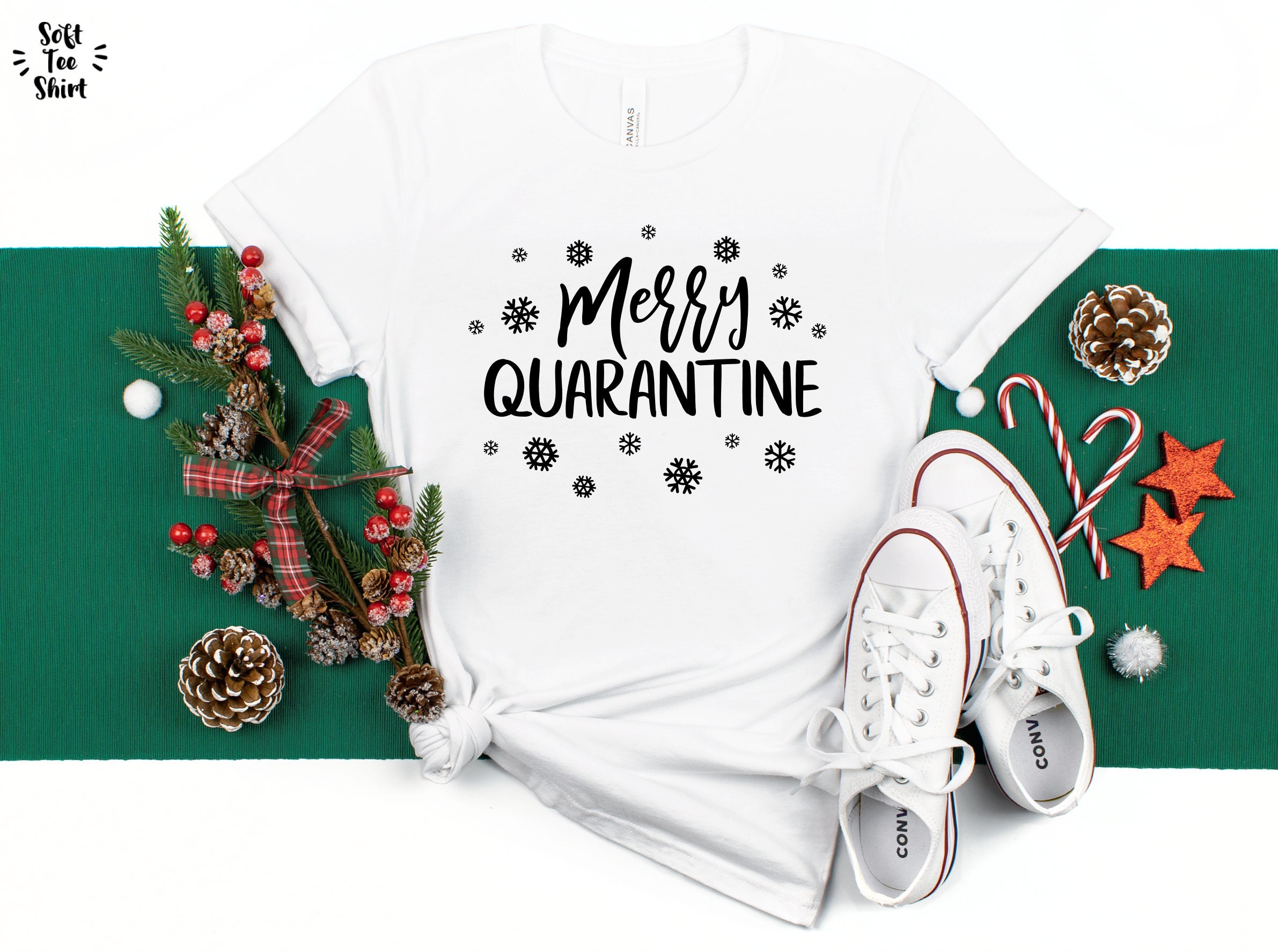 Quarantine Christmas Shirt Merry Quarantine Shirt Christmas Etsy
