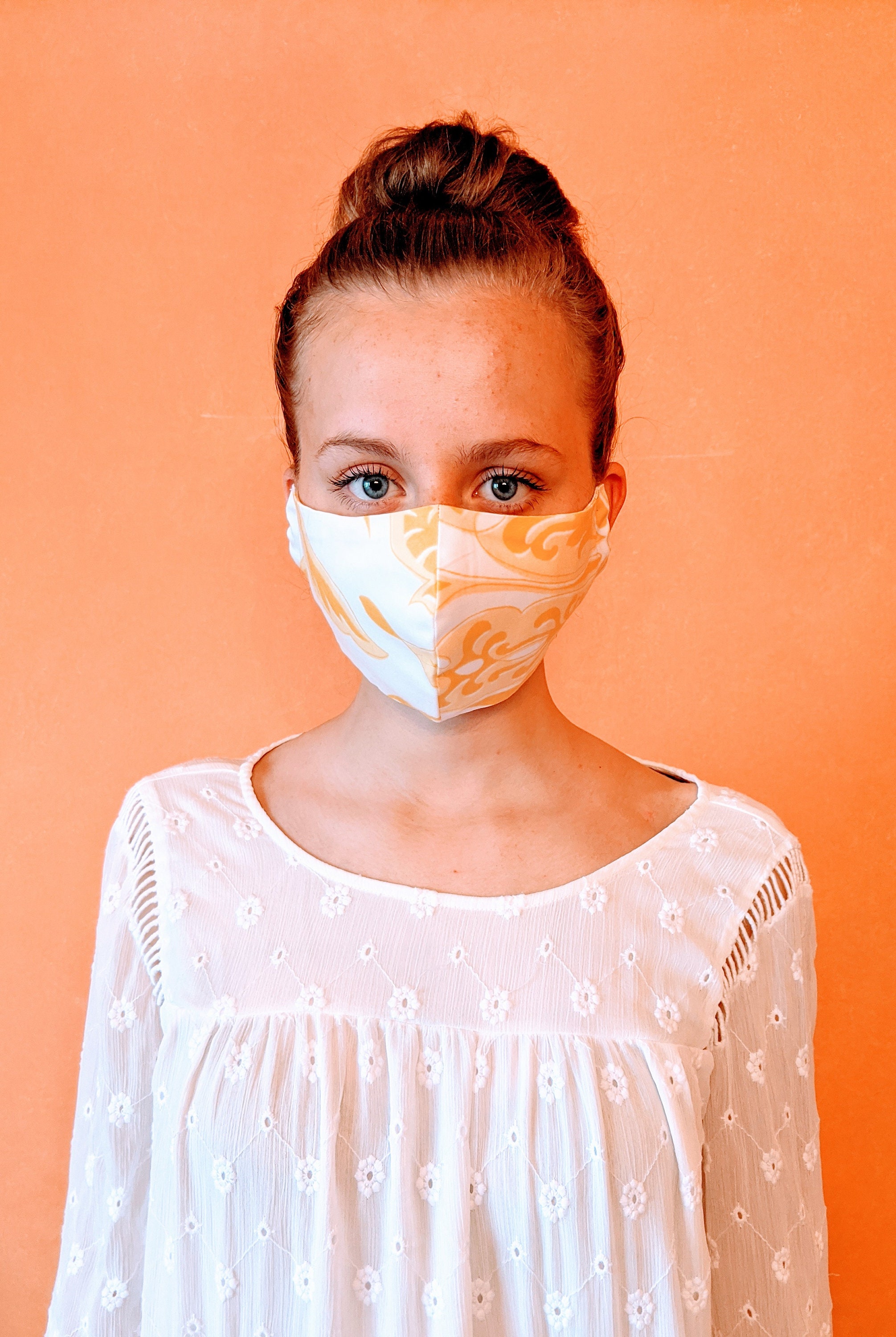 Beautiful designer face mask in pure cotton yellow & white Etsy