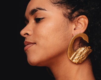 Statement Sankofa bird earrings, Sankofa Gold