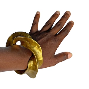 Gold Chunky Bracelet , Devine Wrist Cuff image 3