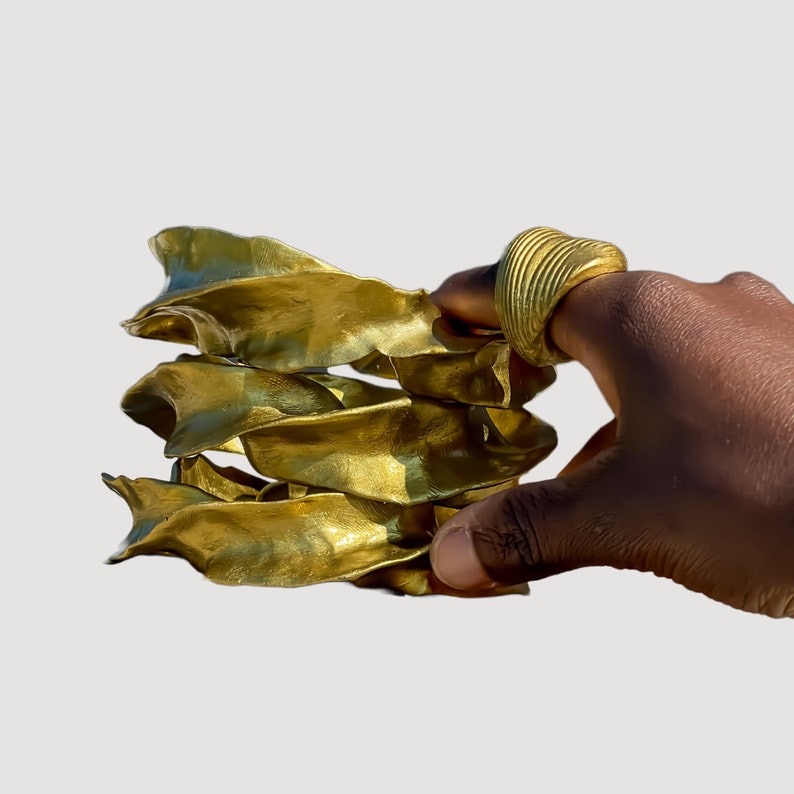Gold Chunky Bracelet , Devine Wrist Cuff image 1