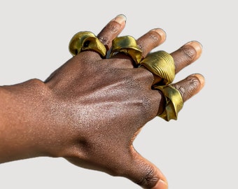 Handcrafted Organic Gold Ring - Unique Clay Design for a Bold Statement Piece