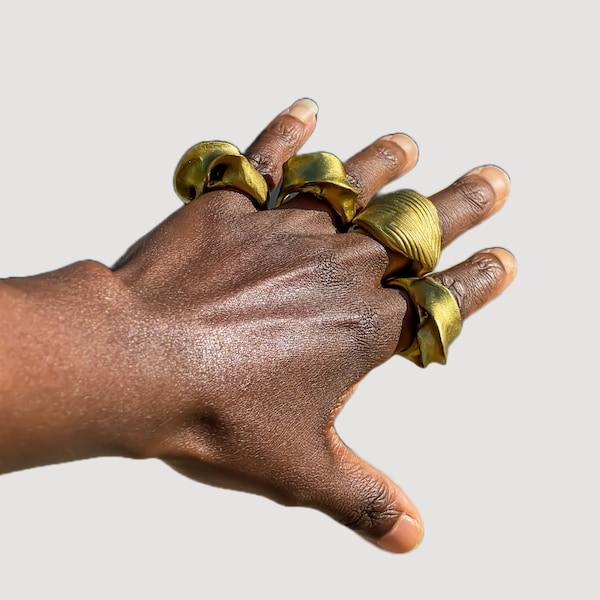 Handcrafted Organic Gold Ring - Unique Clay Design for a Bold Statement Piece