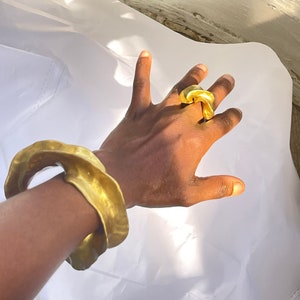 Gold Chunky Bracelet , Devine Wrist Cuff image 5