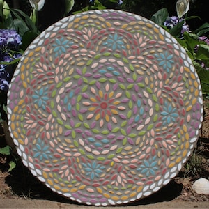Handcrafted mosaic table with lace design.  20 inch diameter & 20 inch height