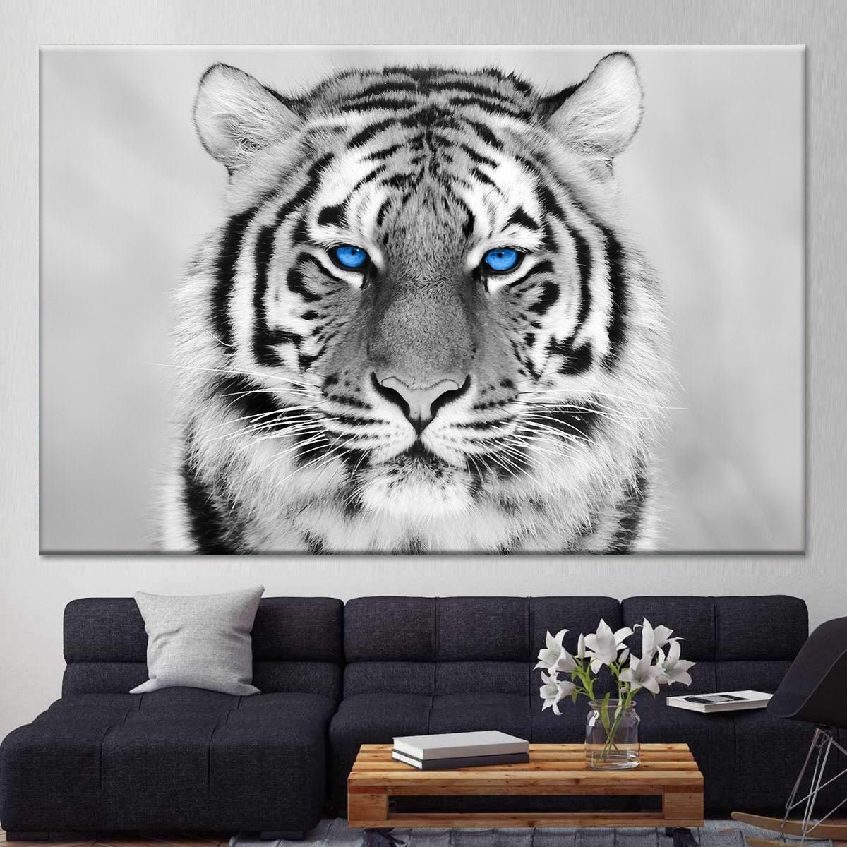 Tiger Poster White Tiger Painting Tiger Wall Art Tiger Canvas Art White