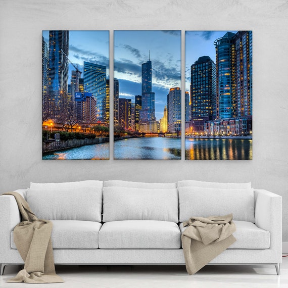 Canvas Print Chicago Wall Art Home Decor Chicago Skyline Etsy