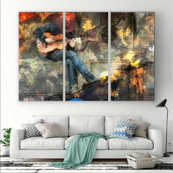 Guitar Painting Guitar Wall Art Guitar Canvas Wall Art Etsy