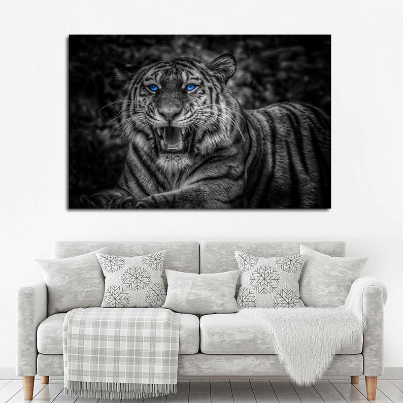 Blue Eyed Tiger Wall Art Tiger Canvas Print Tiger Wall | Etsy