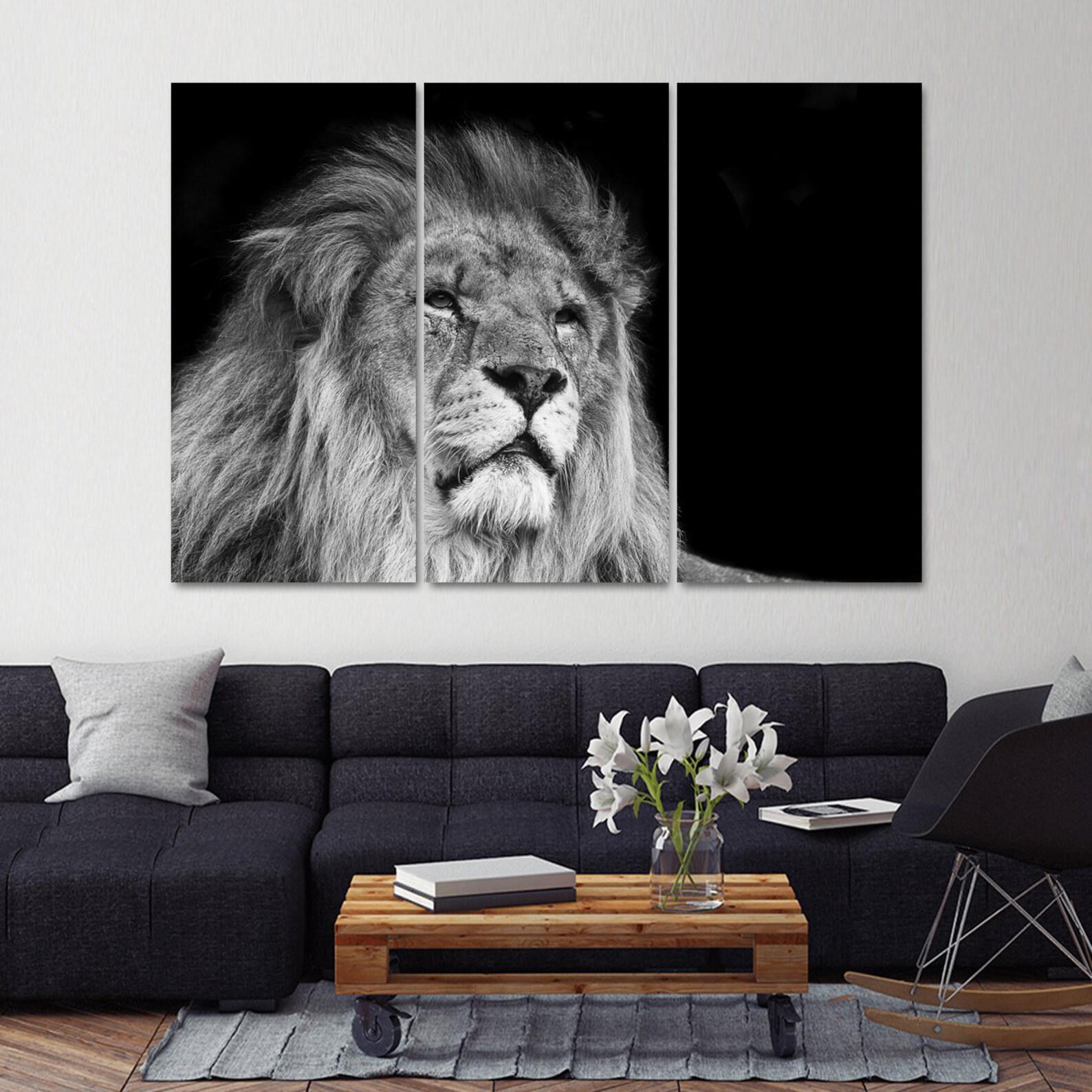 Black And White Lion Lion Canvas Lion Wall Art Lion Canvas | Etsy