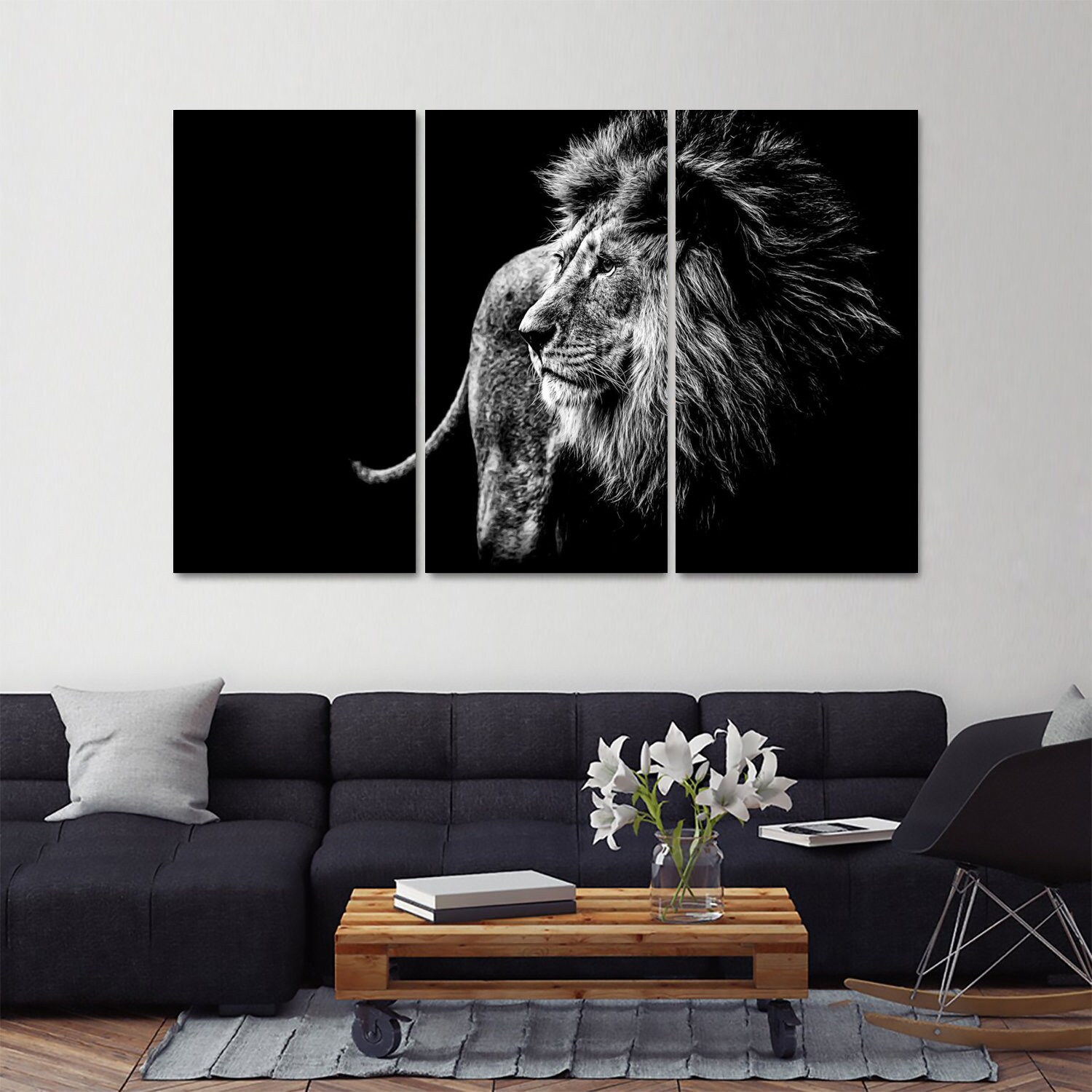 Black And White Lion Canvas Black And White Lion Wall Art. | Etsy