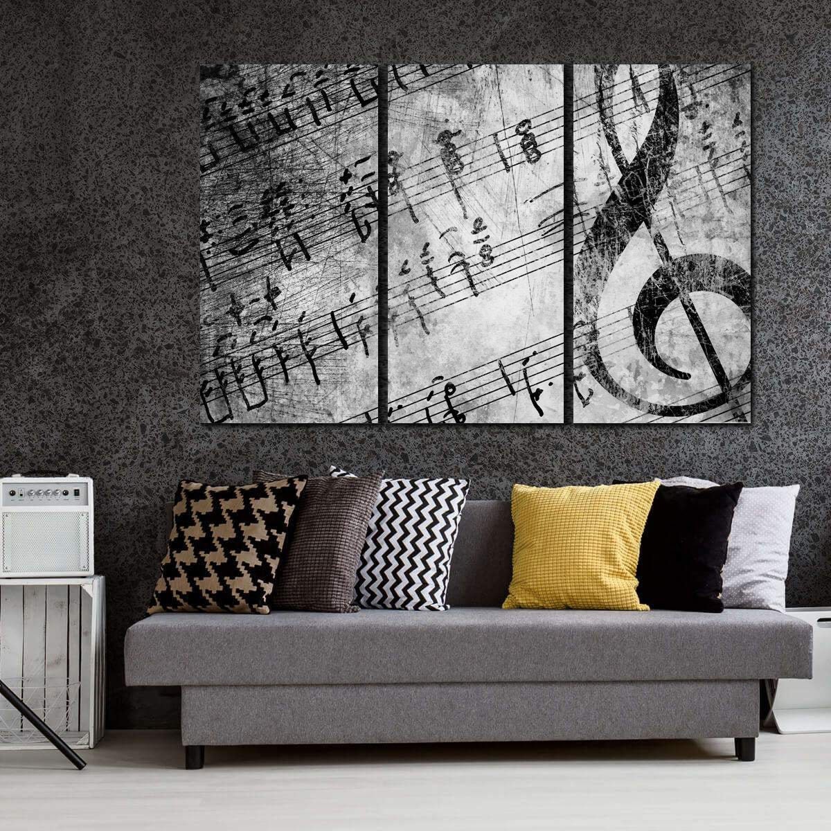 Black and White Wall Art Music Note Art Music Canvas Art Etsy