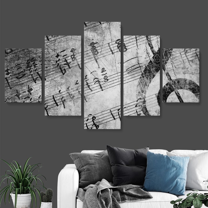 Black and White Wall Art Music Note Art Music Canvas Art | Etsy