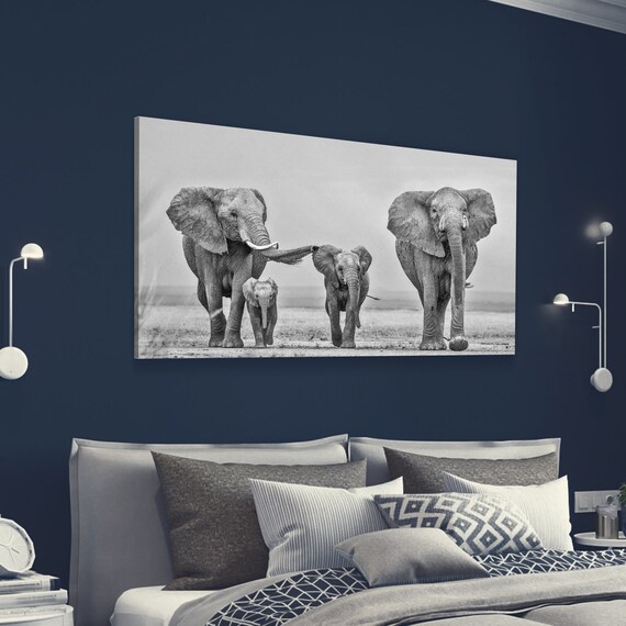 Elephant Wall Decor Elephant Canvas Painting Elephant Wall Etsy