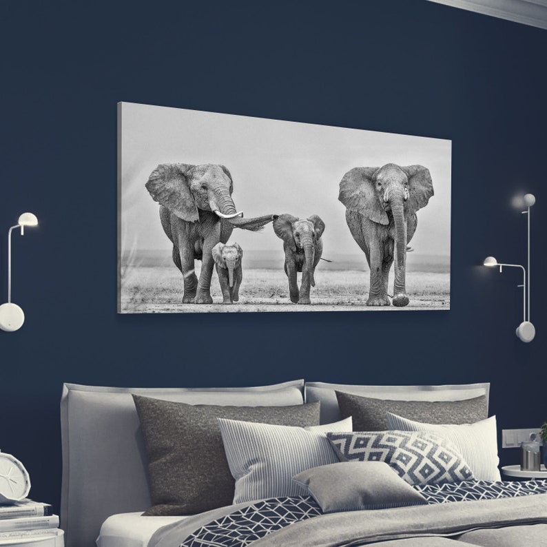 Elephant Wall Decor Elephant Canvas Painting Elephant Wall Etsy