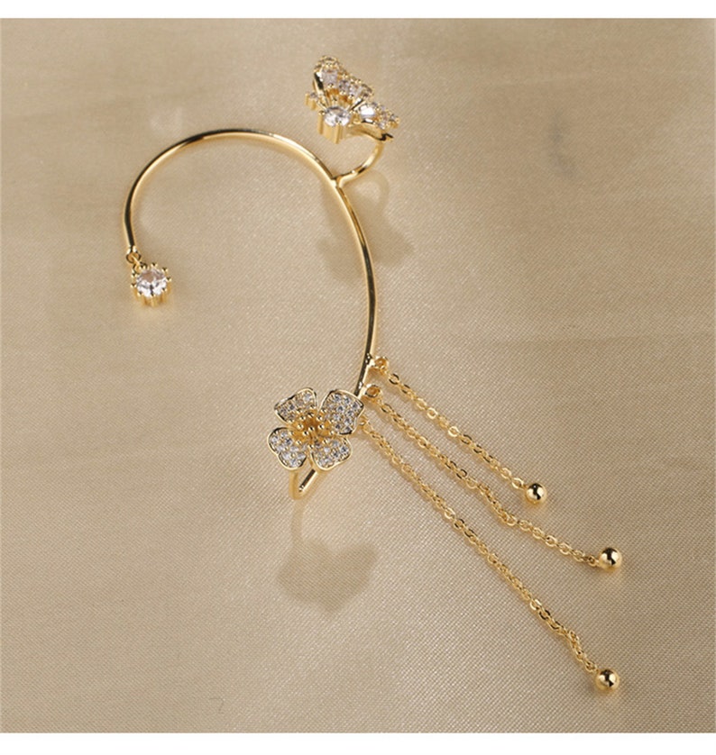 Gold Butterfly Earring Cuff Silver Ear Wrap No Piercing Etsy