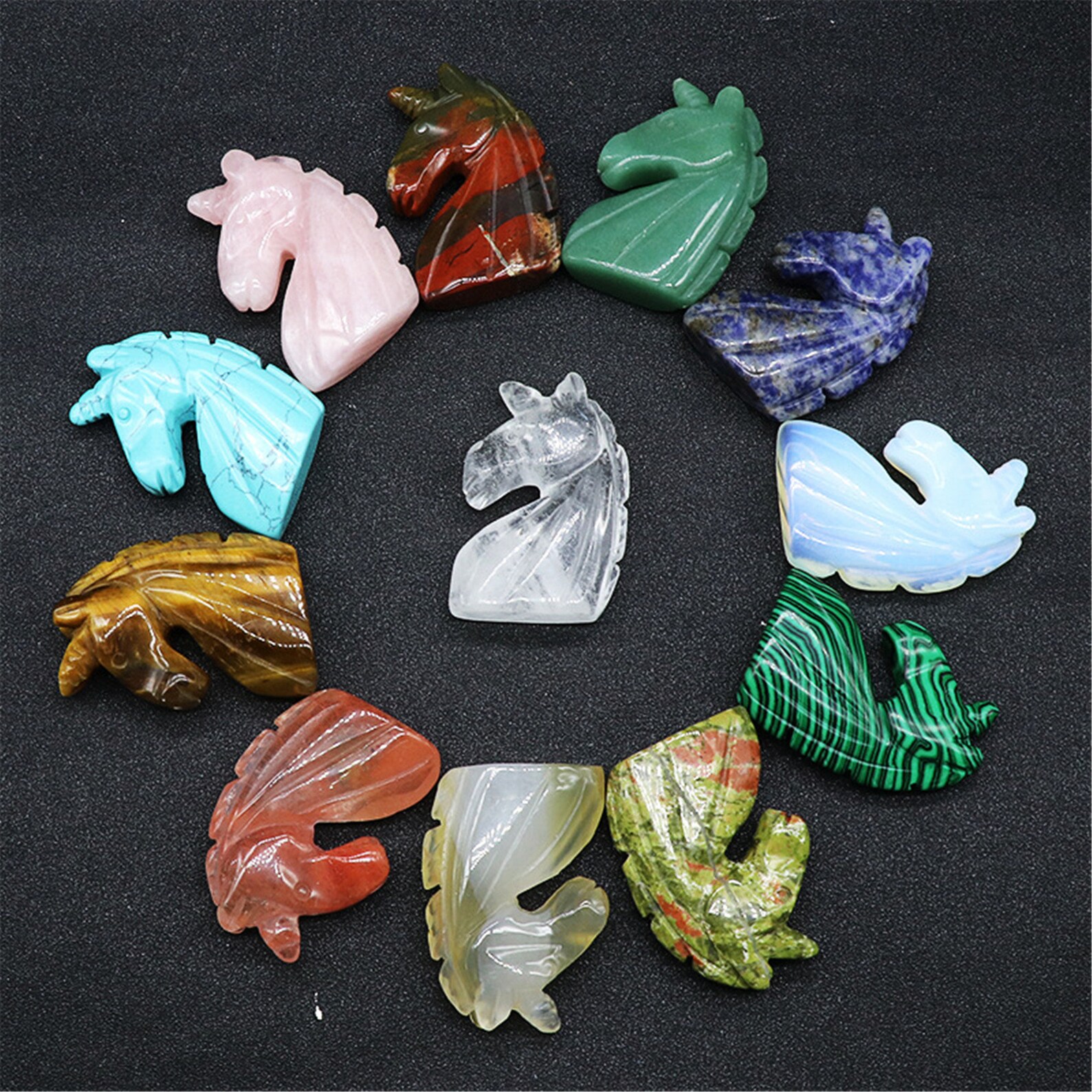 12 PCS Mixed Quartz Unicorn Crystal Unicorn Hand Carved Etsy