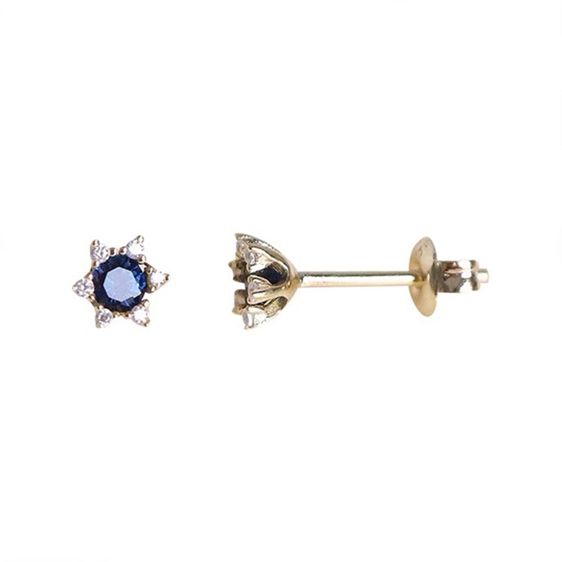 Blue Stone Stud Earrings Sterling Silver Earrings Gold Etsy