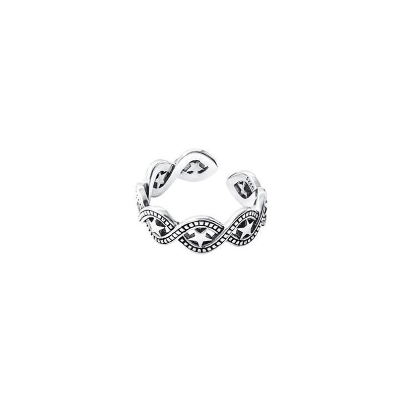 Open Ring 925 Sterling Silver Ring Vintage Ring. Adjustable Ring Twist Star Ring