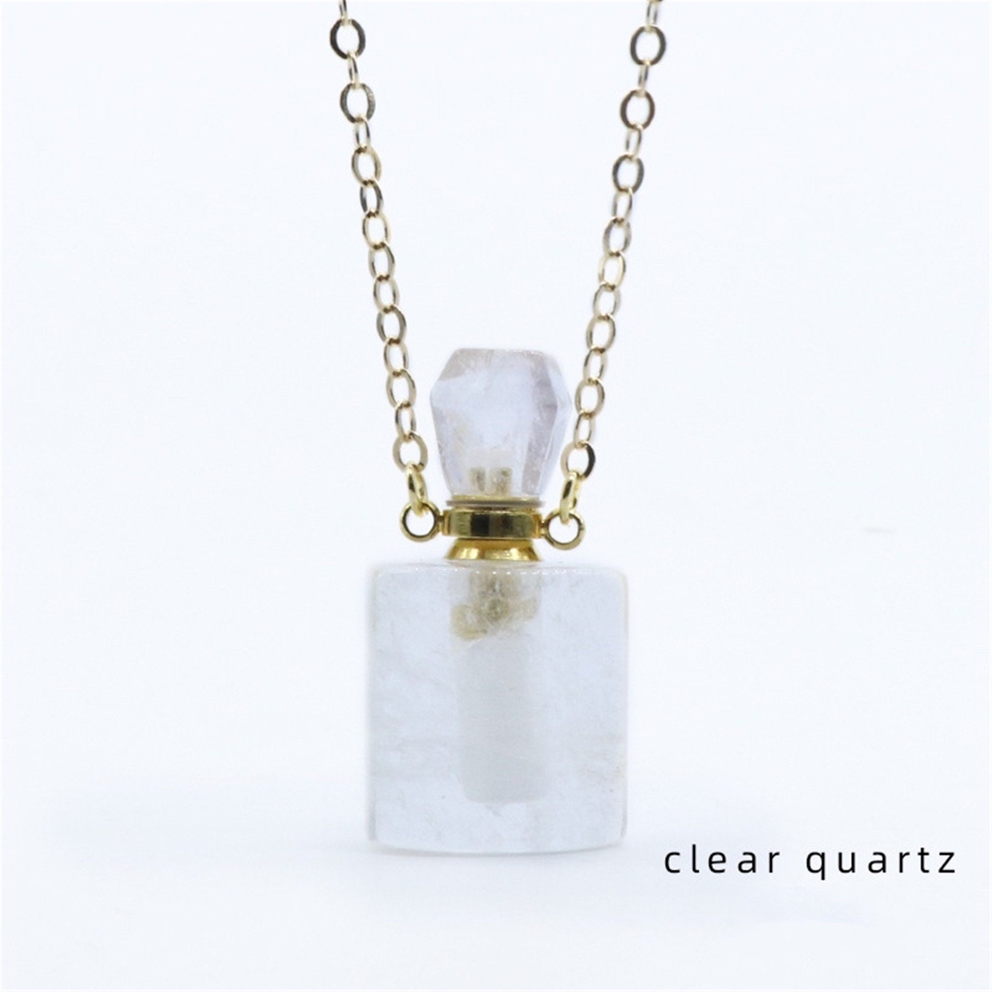 Natural Gemstone Perfume Bottle Pendant Perfume Bottle Etsy