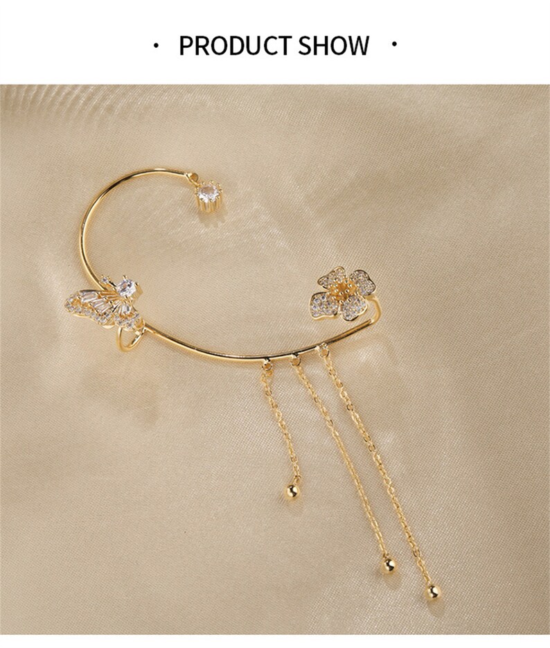 Gold Butterfly Earring Cuff Silver Ear Wrap No Piercing Etsy